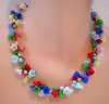 Vintage Venetian Glass Flowers Necklace ~ Multicolor