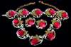 Enameled Strawberry and Leaves Parure
