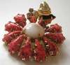 Schreiner Salmon Art Glass Flower Pin w/ Bug Trembler
