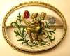 Goofus Glass Fairy & Flowers Pin