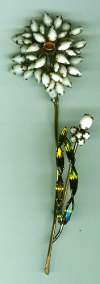 Schreiner Tall White Flower Pin