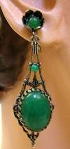 Green Chrysoprase & Silver Screwback Earrings