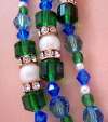 Blue & Green Glass Bead Necklace ~ Ornate Clasp