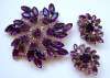 Vintage Purple Rhinestone Brooch & Earring Set