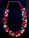 Red & White Glass Flowers Necklace