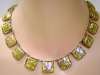 Yellow Opalescent Catseye Glass Squares Necklace