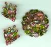 Rose & Fuschia Domed Brooch and Earring Set