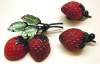 Vintage Austrian Glass Fruit Pin & Earring Set ~ Red Strawberries