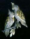 Boucher Cockatiel Lovebirds on Branch Fur Clip