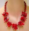 Vintage Venetian Red Glass Flowers Necklace