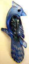 Lucite Blue Jay Bird Pin ~ Carved ~Tinted