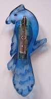 Lucite Blue Jay Bird Pin ~ Carved ~Tinted