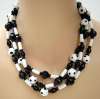 Black & White Glass Necklace w/ Polka Dot Beads