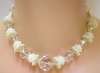 Vintage Crystal & Creamy Glass Bead Choker Necklace