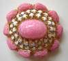 Schreiner Domed Pink Art Glass Brooch