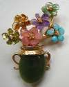 Swoboda Jade & Gemstone Vase Pin