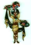 Mazer ? Enameled Flower Seller Fur Clip
