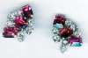 Bright Pink & Clear Rhinestone Earrings