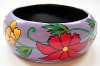 Painted Wood Bangle - Floral on Purple Background