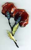 Vendome Lucite Resin Double Amber Flower w/ Blue Rhinestones