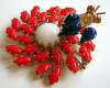 Schreiner Red Flower w/ Trembler Bug Pin