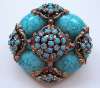 French ? Vintage Blue Art Glass Brooch