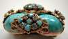 French ? Vintage Blue Art Glass Brooch