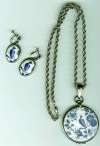 Goldette Imari Peacock Locket Necklace & Earrings