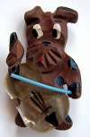Vintage Wood Dog & Cello Pin