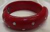 Weiss Style Red Clamper Bracelet w/ Clear Rhinestones