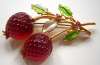 Vintage Austrian Style Glass Fruit Pin ~ Strawberries