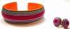Lea Stein Rainbow Cuff Bracel;et & Earring Set