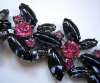 Black & Pink Glass Bracelet & Earring Set