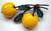 Vintage  Austrian Glass Fruit Pin ~ Yellow Apples w/ Japanned Setting
