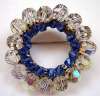 Vintage Crystal & Blue Bead Circle Pin