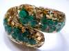Lucite Confetti & Green Shells Clamper Bracelet