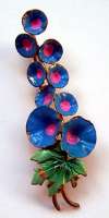 Vintage Austrian  Enameled Hollyhock Flower Pin