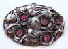Czech Silver and Amethyst Glass Floral Pin