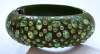 WEISS Green Thermoplastic Clamper Bracelet ~ Green Rhinestones