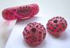 Weiss Style Clamper Bracelet & Earrings ~ Carved Pink w/ Grey RS