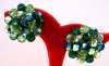 Vintage Green & Blue Crystal Bead Earrings