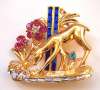 Reproduction Coro Deer Drinking from Water Brooch