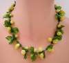 Venetian Glass Lemon Fruit Beads & Leaves Necklace