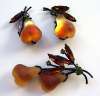 German Glass Pear Fruit Pin & Earring Set