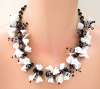 Vintage Venetian Glass Flowers Necklace ~ White & Purple