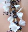 Vintage Venetian Glass Flowers Necklace ~ White & Purple