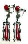 Art Deco Red Drop Earrings