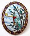 Art Nouveau Sterling Cloisonne Enamel Pin ~ Hummingbird