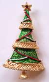 Vintage Christmas Tree Pin ~ Colorful Enameling