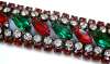 Festive Vintage Red & Green Rhinestone Bracelet Parure